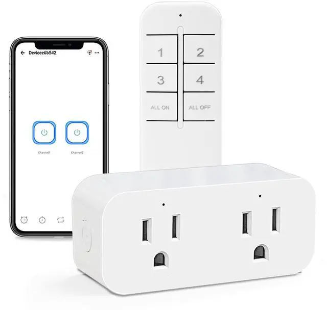 Main image of Ewelink 16a WiFi Smart Plug, App Remote Control Timer Outlet Power Socket with 2.4Ghz Transmitter, 2-in-1 Compact Design, Compatible with Alexa,Google Home, SmartThings