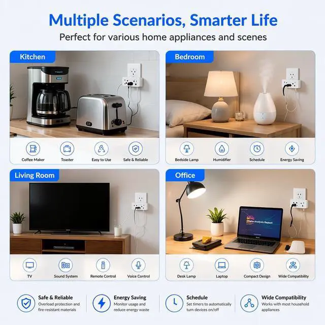 Alt view image 7 of 7 - Ewelink 16a WiFi Smart Plug, App Remote Control Timer Outlet Power Socket with 2.4Ghz Transmitter, 2-in-1 Compact Design, Compatible with Alexa,Google Home, SmartThings