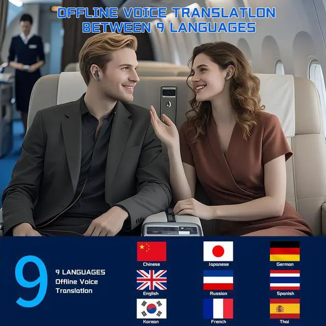 Alt view image 2 of 7 - Ai Translation Earbuds Real Time, JE 3-in-1 Language Translator Earbuds with 150 Languages& Accents, Electronic Foreign Language Translation Device for Travel Business LearningBlack