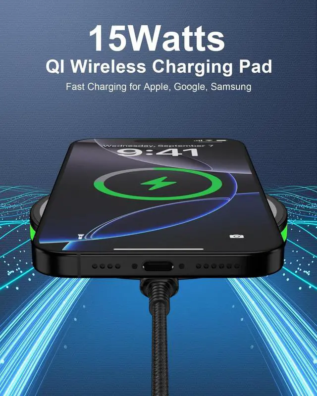Alt view image 2 of 7 - Wireless Charger for Samsung Galaxy S26 Ultra/S26 Plus/S26/S25 Ultra/S25 Edge/S25FE/S24/S23/S22/S21,15W Fast Phone Charging Pad/Station with 18W Block for Google Pixel 10 Pro XL/10a 9a iPhone 17/16/15
