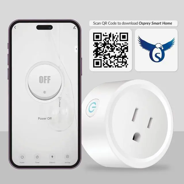 Alt view image 2 of 7 - Osprey Smart Plug, Wi-Fi Outlet Socket, Compatible with Alexa and Google Home, Automate APP, Timer Function, Voltage Measurement Function, 2.4GHz Wi-Fi Only, No Hub Required, 16A (2 pcs)