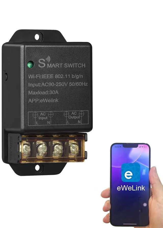 Main image of 30A Hight Power WiFi Wireless Smart Switch, DIY Module for Smart Home Automation, ewelink APP Remote Control, Timer, Compatible with Alexa & Google Home
