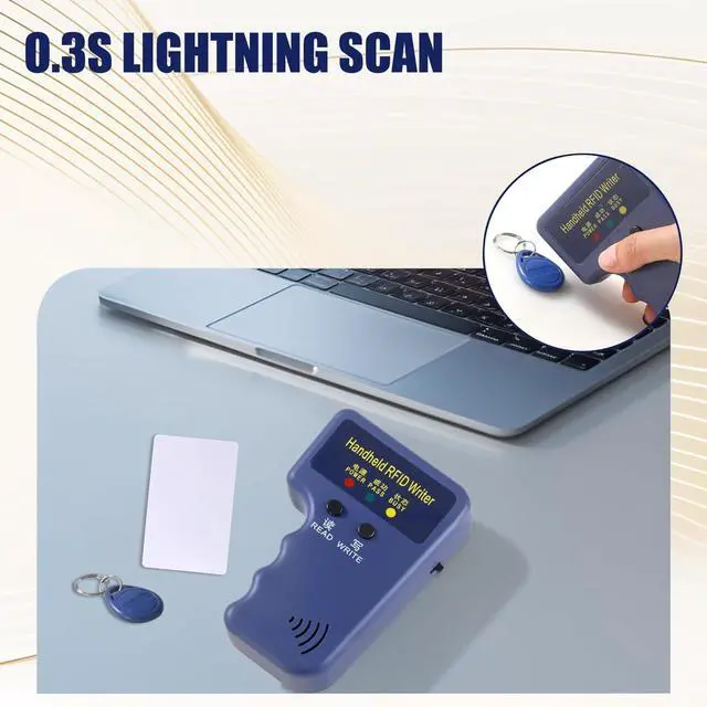 Alt view image 4 of 6 - RFID 125KHz Card Reader Writer Handheld Smart ID Card for T5577 or EM4305, Includes 6pc White Card and 6pc Blank Writable T5577 Keychains Christmas Stocking Stuffers for Men