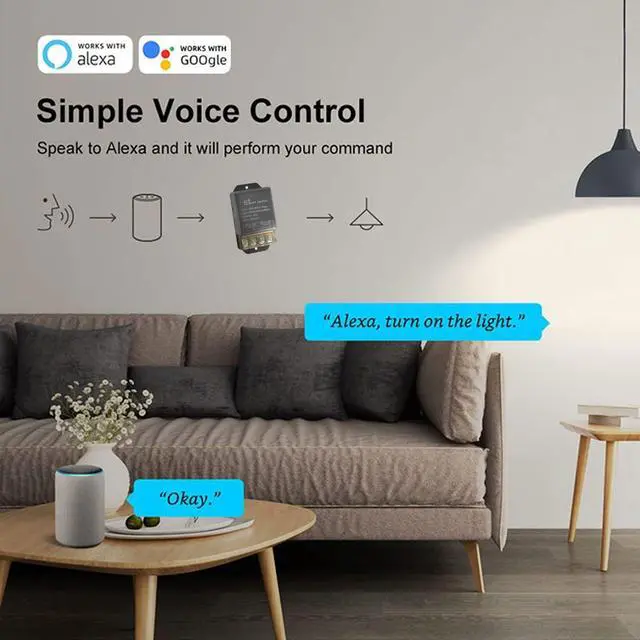 Alt view image 6 of 7 - 30A Hight Power WiFi Wireless Smart Switch, DIY Module for Smart Home Automation, ewelink APP Remote Control, Timer, Compatible with Alexa & Google Home