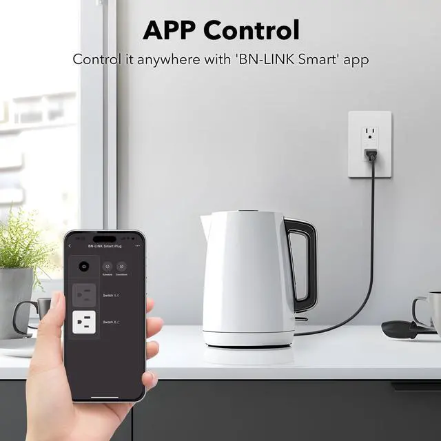 Alt view image 3 of 7 - Smart WiFi in-Wall Outlet Switch 2 Individually Outlets Works with Timer Function Compatible with Alexa and Google Assistant BN-LINK