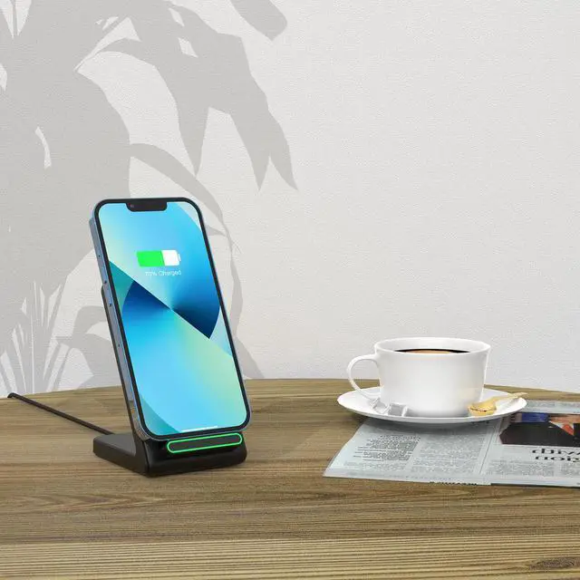 Alt view image 4 of 6 - Fast Wireless Charger, 15W Wireless Charging Stand Compatible with Samsung Galaxy S24/S23/S22/S21/S20, for iPhone 17/16/15/14/13/12/11/XR/8, for Google Pixel 9 8 7,and More.