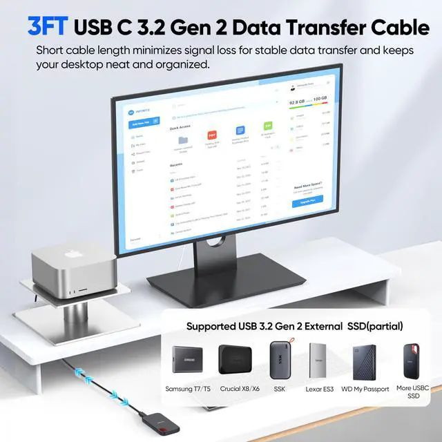 Alt view image 5 of 7 - USB C Data Cable 3ft, USB C 3.2 Gen 2 Cable with 10Gbps Data Transfer & 60W Fast Charging, USBC to Type-C Android Auto Cord for iPhone 17/16/15 Galaxy S25/24 Protable SSD iPad Air/Pro Laptop Mini PC