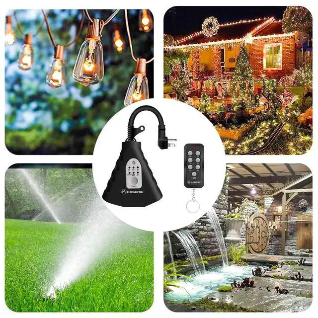 Alt view image 7 of 7 - - Outdoor Light Timer, Waterproof Plug in Sensor Outlet Timer Switch, 100 ft Range Remote Control with 3 Grounded Electrical Outlets for Home and Garden, ELT Listed