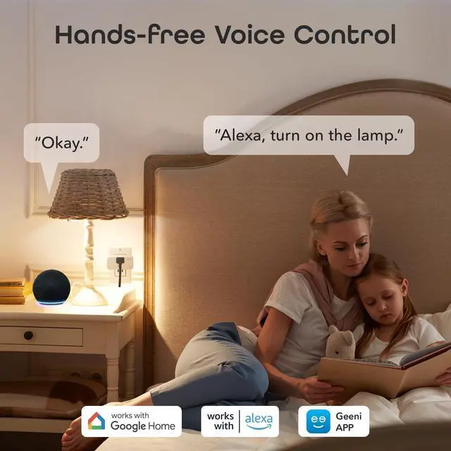Alt view image 3 of 7 - Smart Plug Mini 15A WiFi Outlet 2-Pack, Compatible with Alexa Google Home, No Hub Required, App Remote Control, UL Certified White