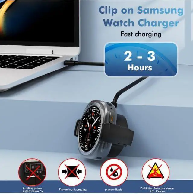 Alt view image 2 of 6 - Clip on Galaxy Watch Charger, Suitable for Samsung Galaxy Watch 8/8 Classic/7/Ultra/6/6 Classic/5 Pro/5/4/4 Classic/3 Active2/1, Replace Samsung smartwatch Fast Charging Cable(4FT)