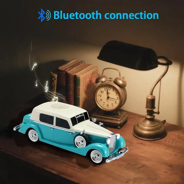 Alt view image 4 of 7 - WS-1934 Retro Classic Car Bluetooth Replica Speaker Wireless HD Sound with FM Radio,TWS Stereo,LED Party Lights,Built-in Microphone Hands-Free Call, Surprise Portable Gift for Party Use(Green)