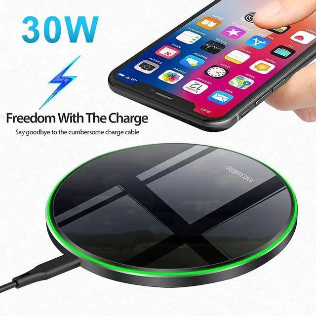 Alt view image 4 of 7 - Wireless Charger 30WWireless Charger Pad Fast Wireless Charging Compatible with Galaxy S24/S23/S22/S21/S20/S10, Fast Charger Compatible with iPhone 16/15/14/13/12/11 Series