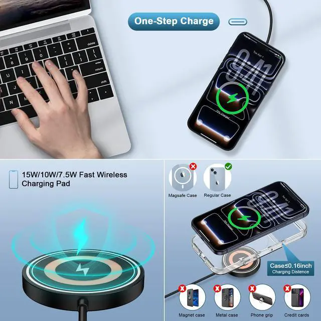 Alt view image 5 of 7 - Wireless Charger Samsung Magnetic Wireless Phone Charger Fast Charging Pad 15W for Samsung Galaxy S26 Ultra/S26+/S26/S25 Ultra/S25 FE/S25 Edge/S24 FE/S23/S22/S21/ Google PIXL 10a 10 Android Phone