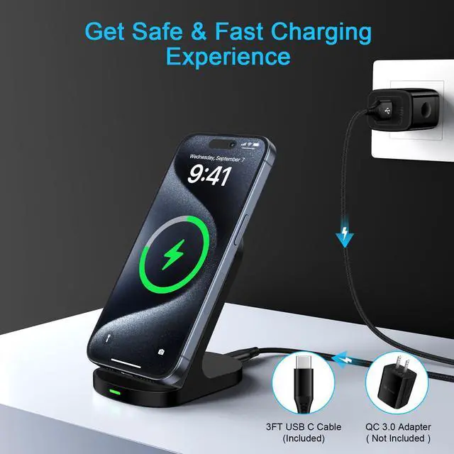 Alt view image 3 of 7 - Wireless Charger Fast Charging Stand for Moto G Stylus 5G 2026/G Power 2025 2024,Edge 2026 2025 2024 2023/Edge 70 Ultra 60 Pro/Razr/Razr 60 Pro/X70 Air/X50 Ultra/X40,15W Android Wireless Phone Charger