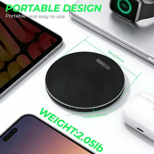 Alt view image 7 of 7 - 15W Fast Wireless Charger, Compatible with Samsung S25/iPhone 17/Android Phones & AirPods/Galaxy Buds, Anti-Slip Charging Pad, Qi-Certified Wireless Charging Station for Office, Mirror