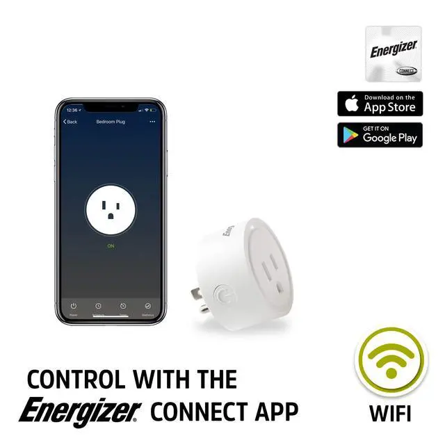 Alt view image 3 of 7 - Energizer Connect Smart WiFi Plug, Mobile Connect App Enabled, Voice Controlled, Alexa, Echo, Siri, Hey Google Enabled, No Hub Required, Mini Outlet 15-Watt, 2.4GHz, ETL & FCC Certified