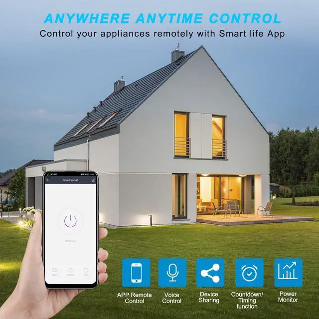 Alt view image 5 of 5 - WiFi Smart Plug Outlet, APP Remote Control Anywhere, Timer Function,Compatible with Alexa or Google Assistant, No Hub Required, 2.4 Ghz Network Only (White / 2 Pcs)