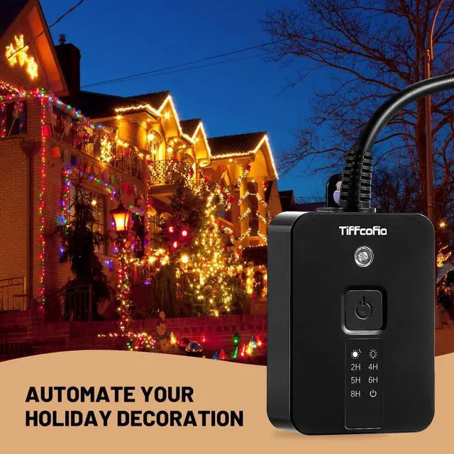 Alt view image 5 of 7 - Outdoor Timer Waterproof, Remote Control Dusk to Dawn Sensor Countdown, 100 ft Range, 2 Grouded Electrical Outlets for Home and Garden, 15A 1/2HP, Heavy Duty, ETL Listed (2 Packs)