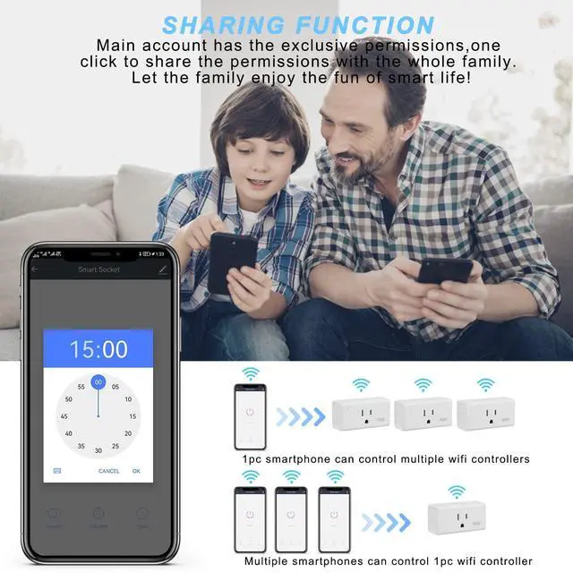 Alt view image 4 of 5 - WiFi Smart Plug Outlet, APP Remote Control Anywhere, Timer Function,Compatible with Alexa or Google Assistant, No Hub Required, 2.4 Ghz Network Only (White / 2 Pcs)
