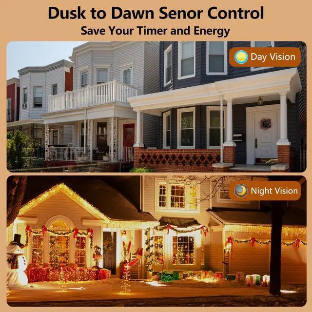 Alt view image 3 of 7 - Outdoor Timer Waterproof, Remote Control Dusk to Dawn Sensor Countdown, 100 ft Range, 2 Grouded Electrical Outlets for Home and Garden, 15A 1/2HP, Heavy Duty, ETL Listed (2 Packs)