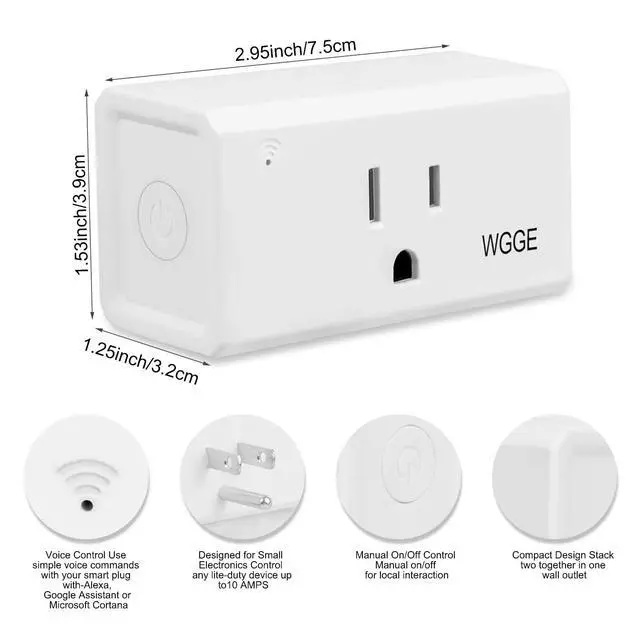 Alt view image 2 of 5 - WiFi Smart Plug Outlet, APP Remote Control Anywhere, Timer Function,Compatible with Alexa or Google Assistant, No Hub Required, 2.4 Ghz Network Only (White / 2 Pcs)