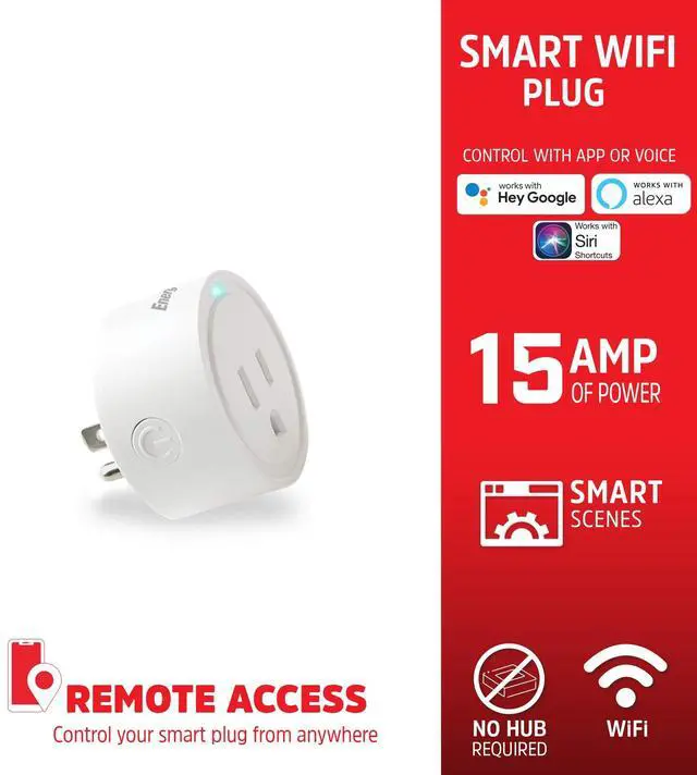 Alt view image 4 of 7 - Energizer Connect Smart WiFi Plug, Mobile Connect App Enabled, Voice Controlled, Alexa, Echo, Siri, Hey Google Enabled, No Hub Required, Mini Outlet 15-Watt, 2.4GHz, ETL & FCC Certified