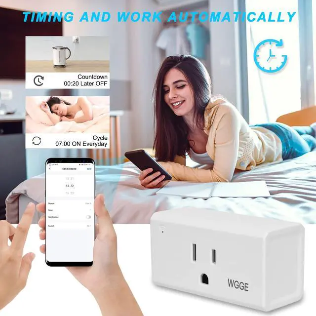 Alt view image 3 of 5 - WiFi Smart Plug Outlet, APP Remote Control Anywhere, Timer Function,Compatible with Alexa or Google Assistant, No Hub Required, 2.4 Ghz Network Only (White / 2 Pcs)