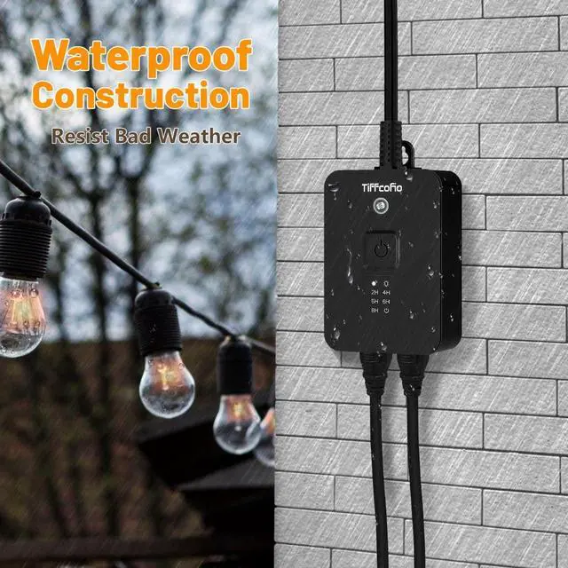 Alt view image 6 of 7 - Outdoor Timer Waterproof, Remote Control Dusk to Dawn Sensor Countdown, 100 ft Range, 2 Grouded Electrical Outlets for Home and Garden, 15A 1/2HP, Heavy Duty, ETL Listed (2 Packs)