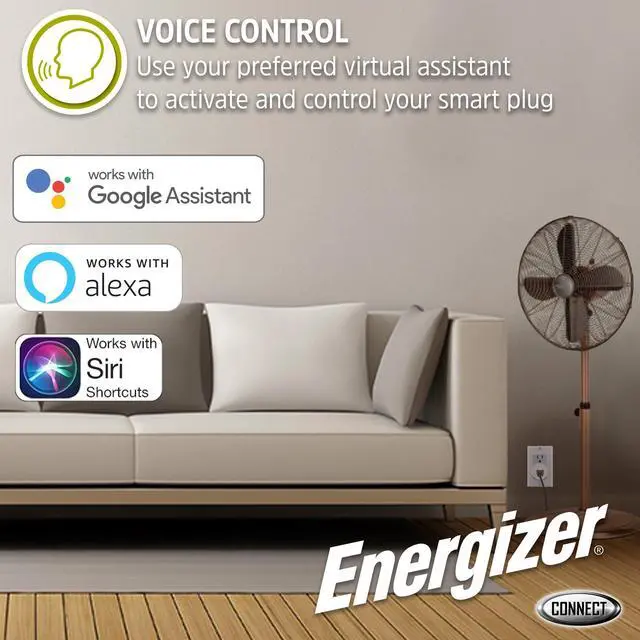 Alt view image 7 of 7 - Energizer Connect Smart WiFi Plug, Mobile Connect App Enabled, Voice Controlled, Alexa, Echo, Siri, Hey Google Enabled, No Hub Required, Mini Outlet 15-Watt, 2.4GHz, ETL & FCC Certified