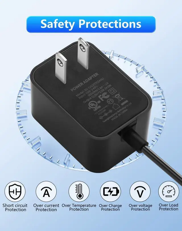 Alt view image 4 of 7 - 12V 3A 36W Power Supply AC to DC 5.5 x 2.1mm Adapter, 100-240V 50-60Hz AC to DC5521 12 V Cord for CCTV Camera,Speakers, LED Strip Light - 4.92 FT