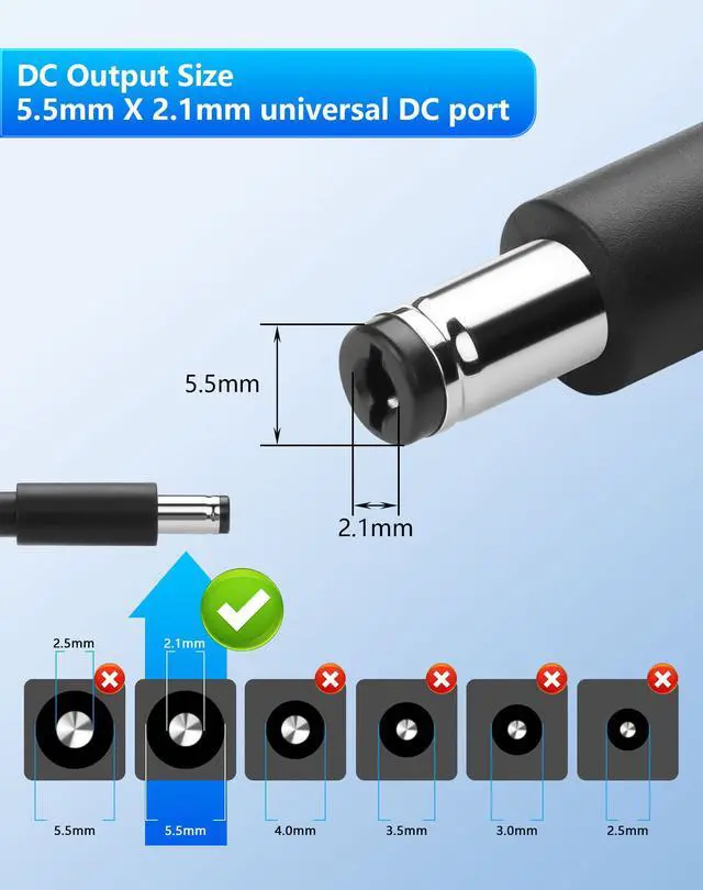Alt view image 7 of 7 - 12V 3A 36W Power Supply AC to DC 5.5 x 2.1mm Adapter, 100-240V 50-60Hz AC to DC5521 12 V Cord for CCTV Camera,Speakers, LED Strip Light - 4.92 FT