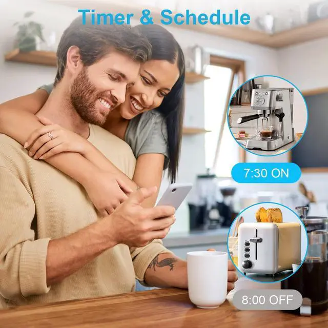 Alt view image 5 of 7 - Smart Plug 5GHz& 2.4GHz, 15A WiFi Smart Outlet Compatible with Alexa & Google Home, Smart Home WiFi Plug with Remote Control, Timer Outlet with Schedule, 1 Pack
