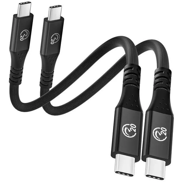 Main image of Flexible USB C to USB C 3.2 Gen 2x2 Cable 1FT 2Pack, 20Gbps Short USBC High Speed Data Transfer Cable 12 inch, 5K/4K Video Type-C Monitor Cord, 240W PD, for iPhone 16, MacBook, Hub, Dock, SSD