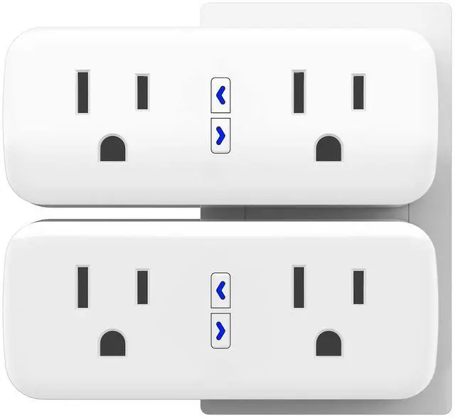 Main image of Smart Plug, 2-in-1 Compact Design 2.4 GHz Wi-Fi Smart Plug, Alexa Smart Plug Compatible with Alexa and Google Assistant, ETL Certified 120V 10A Smart Outlet with Timer, 2 Pack
