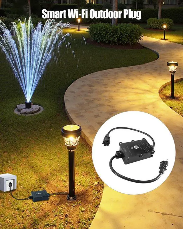 Alt view image 2 of 7 - 16A Smart Outdoor Plug, IP65 Waterproof and Dustproof Decorations Remote Control, Outdoor Light Strings Fountain Pumps Holiday, Compatible with Alexa Google Home