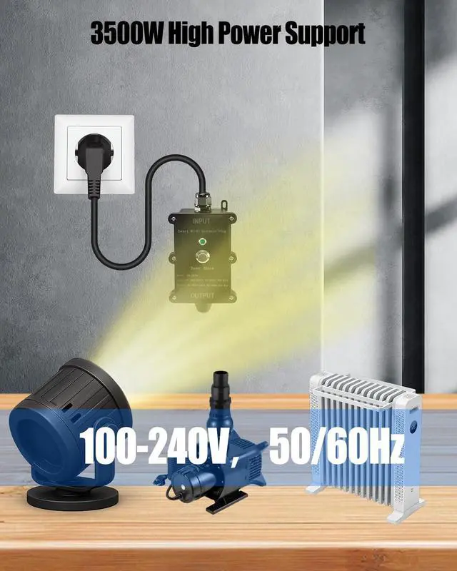 Alt view image 5 of 7 - 16A Smart Outdoor Plug, IP65 Waterproof and Dustproof Decorations Remote Control, Outdoor Light Strings Fountain Pumps Holiday, Compatible with Alexa Google Home