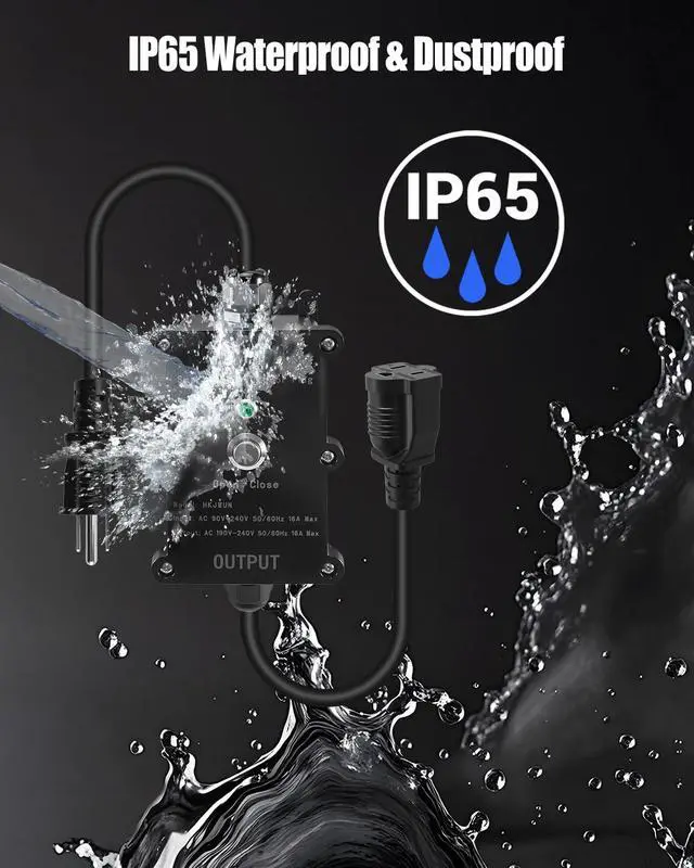 Alt view image 7 of 7 - 16A Smart Outdoor Plug, IP65 Waterproof and Dustproof Decorations Remote Control, Outdoor Light Strings Fountain Pumps Holiday, Compatible with Alexa Google Home