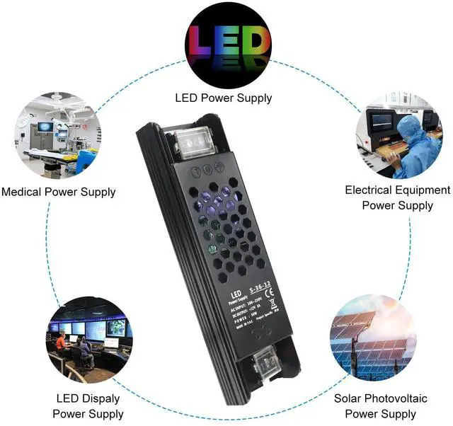 Alt view image 6 of 7 - 12V 3A 36W Universal Regulated Switching Power Supply, 100-250V AC to 12V DC Converter, LED Driver, Industrial Transformer, Adapter for Strip Light, Lamp, Radio