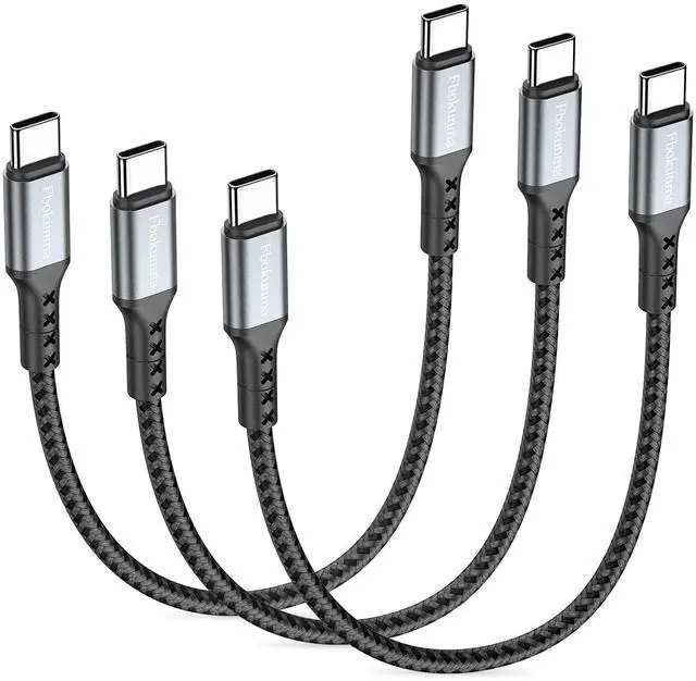 Main image of 12inch Short USB C to USB C Cable, 3Pack 1FT 65W Charger Cable PD Fast Charging Type C to Type C Cord Braided for Samsung Galaxy S23 S22 S21, for iPhone 15 Pro/15 Pro Max, iPad Pro