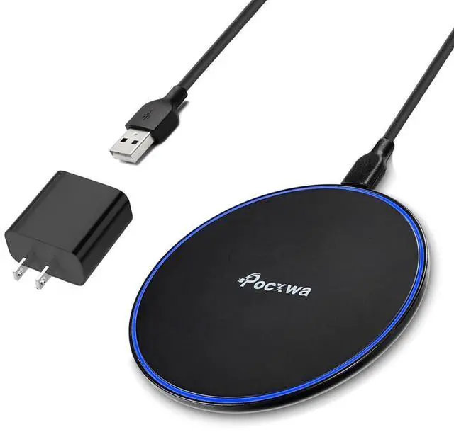 Main image of 15W Wireless Charger Compatible with iPhone 15 Pro Max 14 13 12 11 XS XR X, Samsung Galaxy S24 S23 S22 S21 S20 S10 S9 S8, Note 20, LG V60 G8 ThinQ Fast Wireless Charging Pad with QC3.0 Adapter
