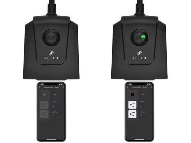 Alt view image 5 of 6 - Smart Outdoor Plug, IP65 Weather Resistance, 2 Individually Controlled Outlets, No Hub Required, Compatible with Google Home - STITCH Series
