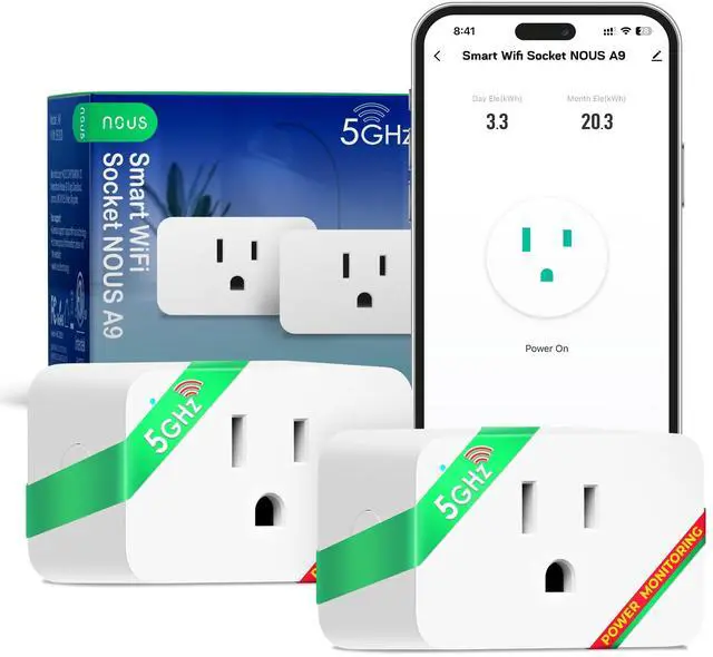 Main image of Wi-Fi Smart Plug 15A, Dual-Band 2.4GHz & 5GHz, Energy Monitoring, Compatible with Alexa, Google Home, Tuya Smart App, Remote Control, Timer, Compact Design, Smart Outlet, 2 Pack