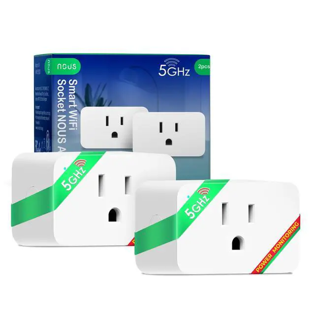 Alt view image 7 of 7 - Wi-Fi Smart Plug 15A, Dual-Band 2.4GHz & 5GHz, Energy Monitoring, Compatible with Alexa, Google Home, Tuya Smart App, Remote Control, Timer, Compact Design, Smart Outlet, 2 Pack
