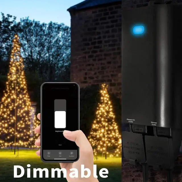 Alt view image 3 of 7 - Outdoor Smart Dimmer Plug WiFi Light Outlet Compatible with Alexa and Google Home, Max 15 Amp, IP65 Waterproof for Dimmable Lights (WF96D)