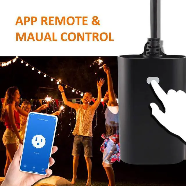Alt view image 4 of 7 - Outdoor Smart Dimmer Plug WiFi Light Outlet Compatible with Alexa and Google Home, Max 15 Amp, IP65 Waterproof for Dimmable Lights (WF96D)