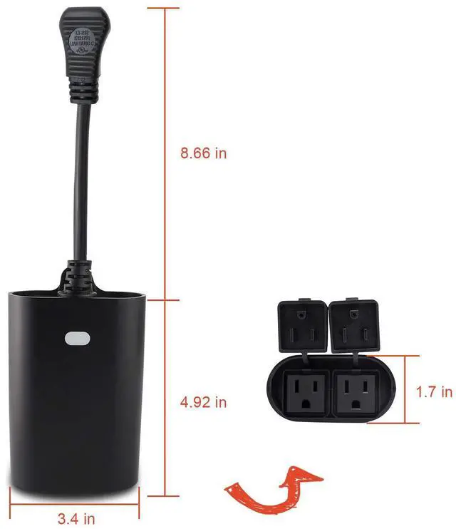 Alt view image 7 of 7 - Outdoor Smart Dimmer Plug WiFi Light Outlet Compatible with Alexa and Google Home, Max 15 Amp, IP65 Waterproof for Dimmable Lights (WF96D)