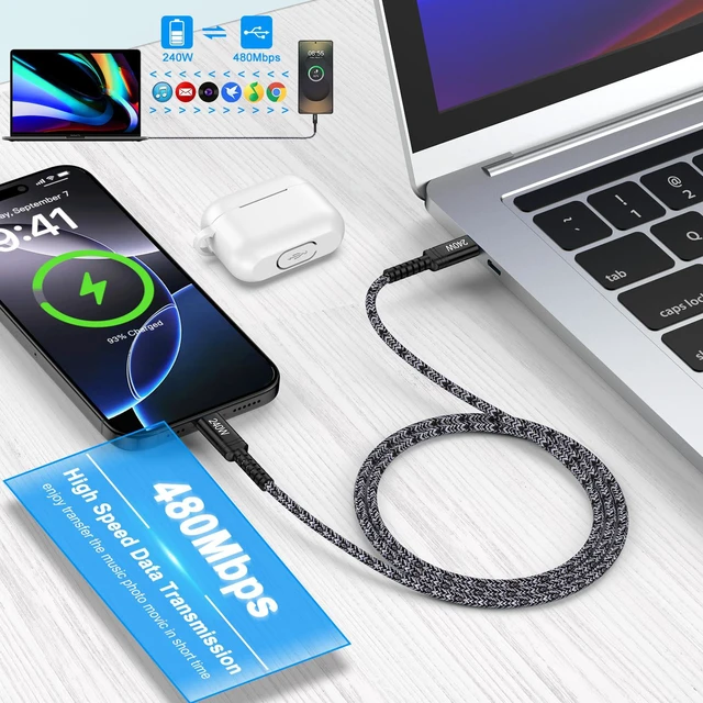 Alt view image 5 of 7 - 240W Samsung Charger Super Fast Charging Cord Type C Cable 3FT 2Pack USB C | to C Cable Android Charger Cord for Samsung Galaxy S26 Ultra S26+ S26 S25 FE Plus A17 A36 A16 A26 A56 S24 S23 Z Fold/Flip 7