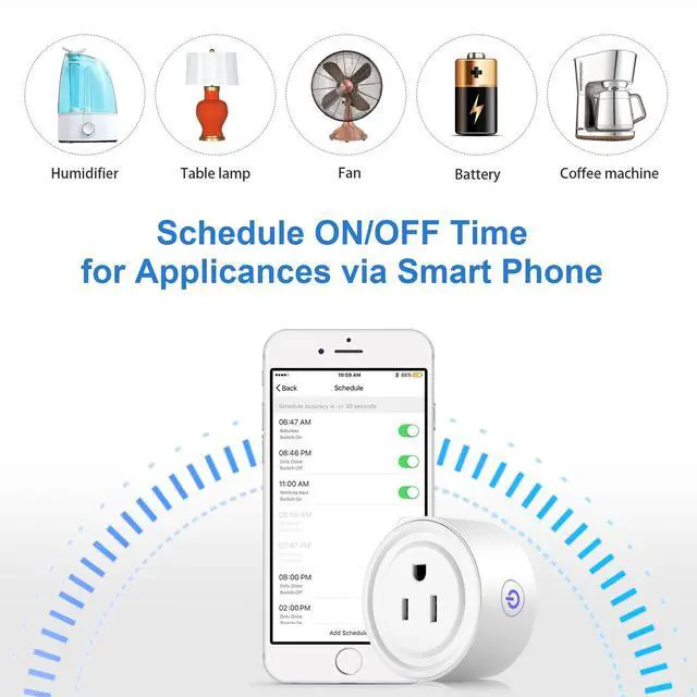 Alt view image 4 of 7 - Smart Plug 2 Pack Wi-Fi Enabled Mini Smart Socket Compatible with Amazon Alexa Google Home, Remote Control Outlet with Timing Function