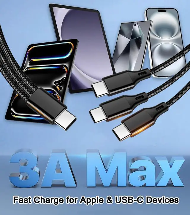 Alt view image 5 of 7 - USB C Splitter Charging Cable for Multiple Devices, 60W USB C Multi Charging Cable, 3-in-1 Fast Charging Type C Cord for iPhone 15 Android Tablet, Travel Portable USB C Charger Cable