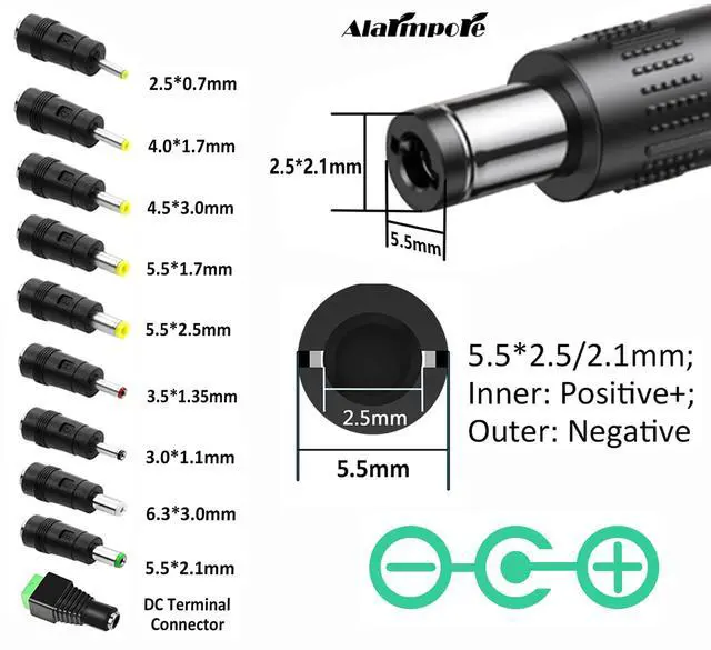 Alt view image 6 of 7 - 12V 3A Power Supply Adapter 36W, AC to DC 12 Volt 3A 3000mA Converter, 10 Interchangeable Plugs 5.5x2.1mm 2.5mm for LED Strip CCTV Camera Router Speaker LCD Monitor